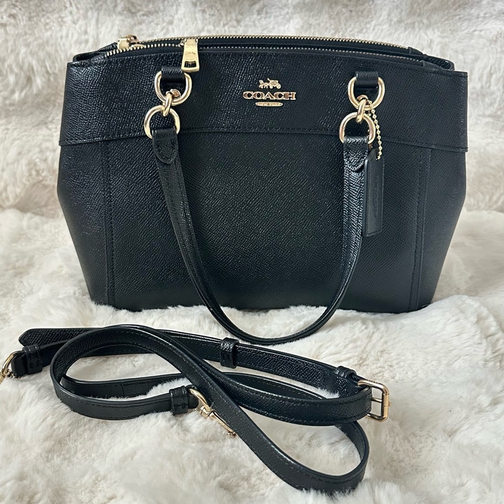 Coach Black Satchel with Gold Accents